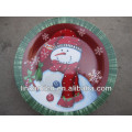 KC-02540promotion Keramik Weihnachten Schneemann Platten, lustige Runde flache Pizza / Kuchen Platten